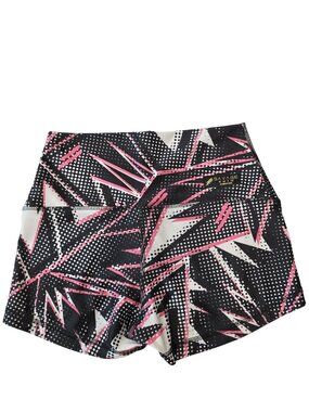 Savage Swim Womens Athletic High Rise Shorts Black & Pink Abstract Print Small
